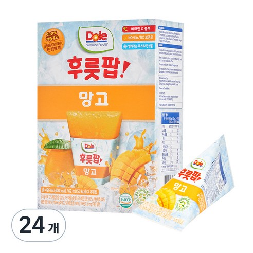 돌 망고 팝 주스, 62ml, 24개