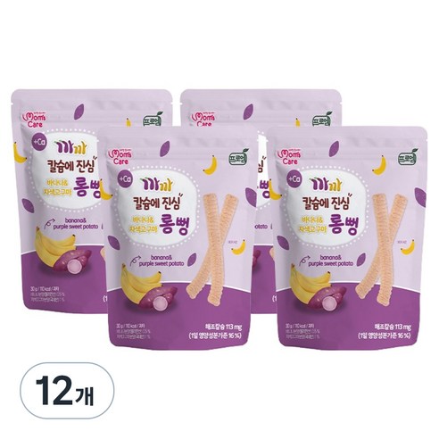 프로엠 유아용 까까 칼슘에 진심 바나나 & 자색고구마 롱뻥, 혼합맛(바나나/자색고구마), 30g, 12개