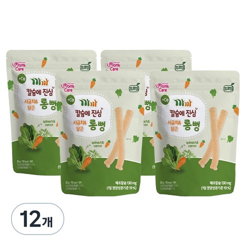 프로엠 유아용 까까 칼슘에 진심 시금치 & 당근 롱뻥, 혼합맛(시금치/당근), 30g, 12개