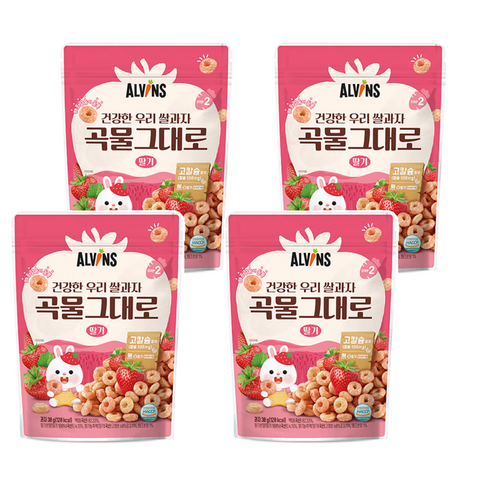 엘빈즈 건강한 우리 쌀과자 곡물그대로, 30g, 4개, 딸기