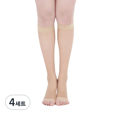 원더워크 얇은 슬림핏 발트임 의료용 압박스타킹 양쪽 세트 베이지, 4세트, 종아리/무릎형