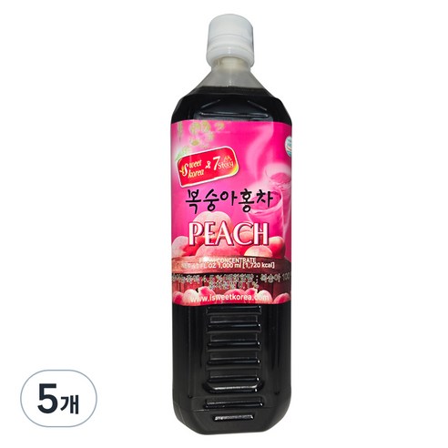 스위트 코리아 복숭아 홍차, 1L, 5개
