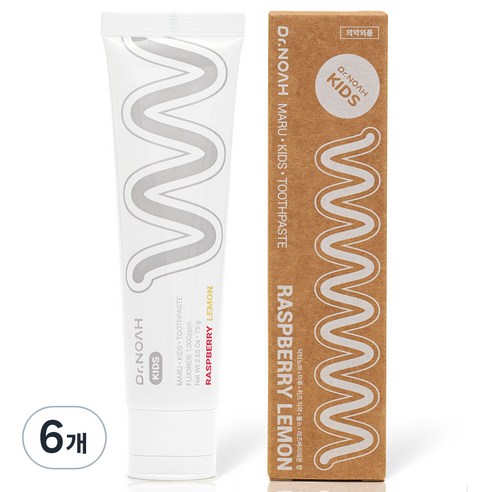 닥터노아 마루 유아 치약 불소 라즈베리 레몬향, 6개, 75g