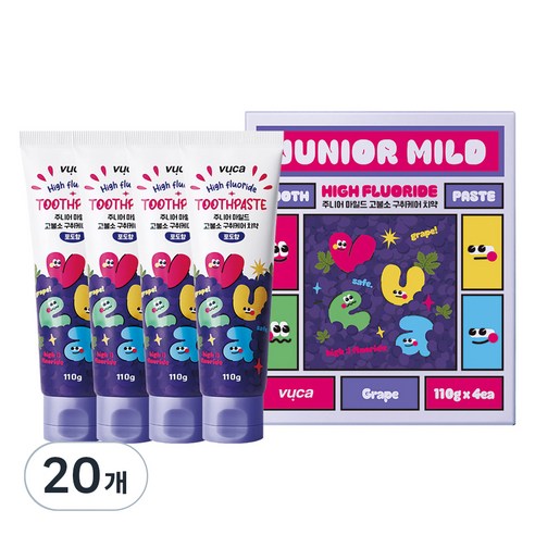 뷰카 마일드 고불소 구취케어 포도향 어린이 치약, 110g, 20개