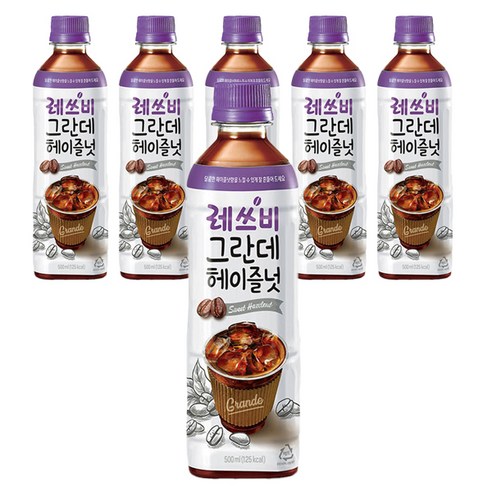 레쓰비 그란데 헤이즐넛 커피음료, 500ml, 6개