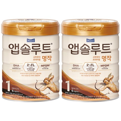 앱솔루트 명작 2FL 분유 1단계, 800g, 2개