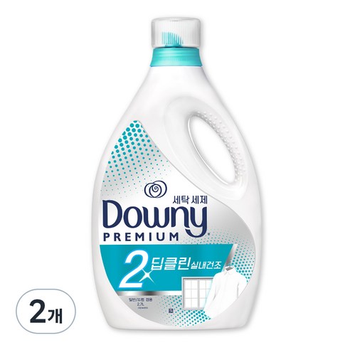 다우니 세탁세제 일반용 드럼 겸용 2X딥클린 실내건조, 2.7L, 2개