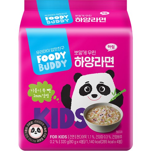 푸디버디 하양라면, 80g, 8개