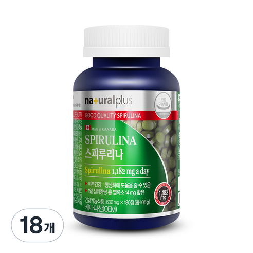 내츄럴플러스 스피루리나 180정, 18개