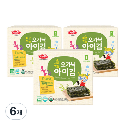 베베스트 처음먹는 오가닉 아이김 10p, 15g, 6개, 퓨어