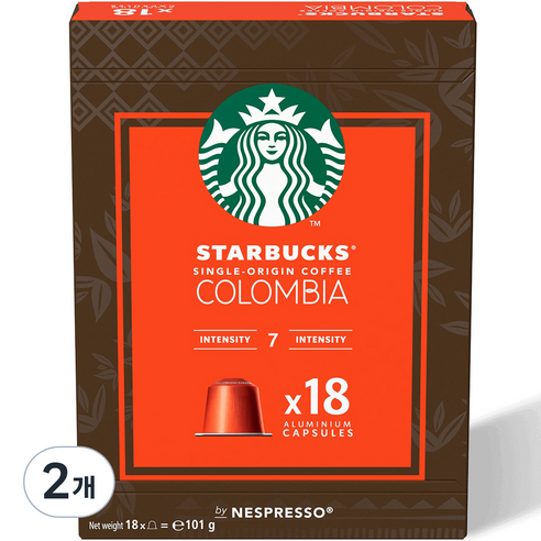 스타벅스 네스프레소 싱글 오리진 콜롬비아 빅팩 캡슐커피 18p, 5.7g, 18개입, 2개