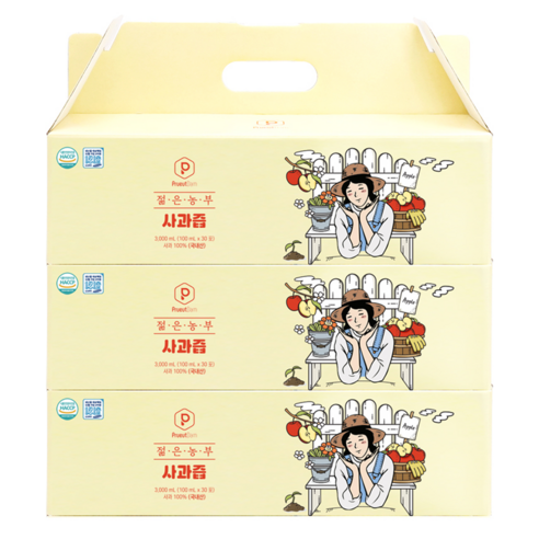 푸릇담 젊은농부 사과즙, 100ml, 90개