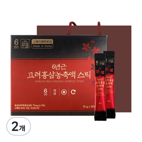정원삼 6년근 고려홍삼 농축액 스틱 + 쇼핑백, 300g, 2개