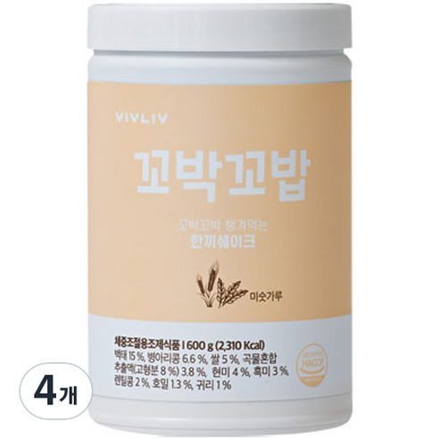비브리브 꼬박꼬밥 한끼 쉐이크 미숫가루맛, 600g, 4개