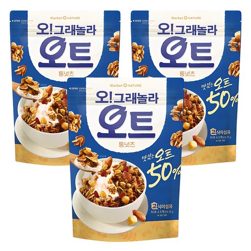 마켓오 오그래놀라 오트 통넛츠 시리얼, 360g, 3개