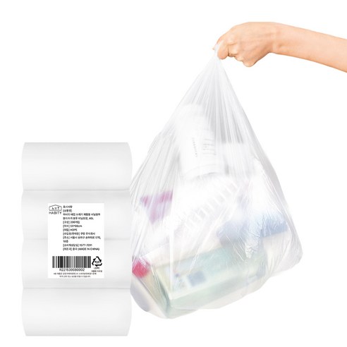 하비티 배접 분리수거 쓰레기 비닐봉투 200매, 40L, 1개