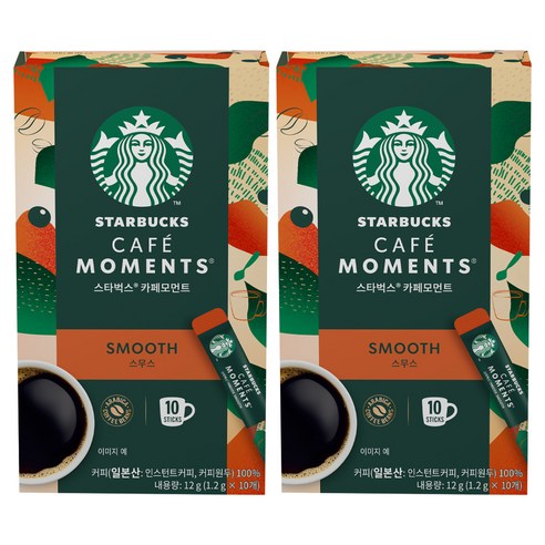 스타벅스 카페모먼트 스무스 원두커피믹스, 1.2g, 10개입, 2개
