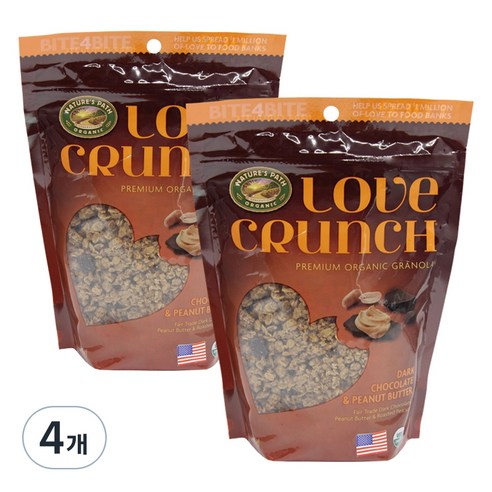 네이쳐패스 러브크런치 시리얼 다크초코 앤 피넛버터, 325g, 4개