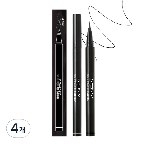맥퀸뉴욕 워터프루프 펜아이라이너 0.6g, 딥 블랙, 4개