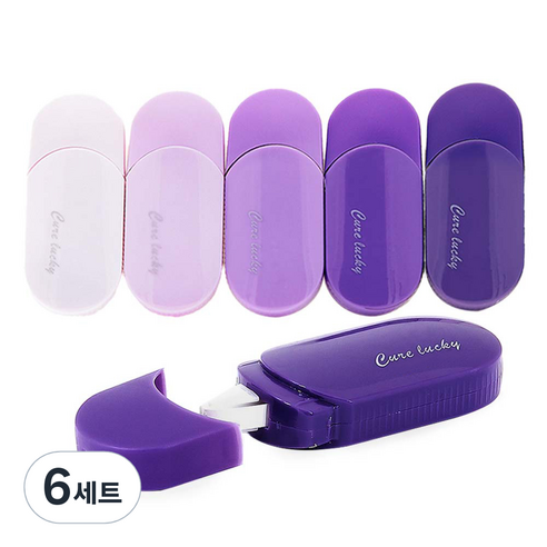 다다 바이올렛 그라데이션 수정테이프 6종 x 2p 세트, 혼합색상, 6세트