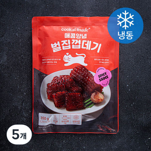 쿠캣 매콤양념 벌집 껍데기 (냉동), 350g, 5개