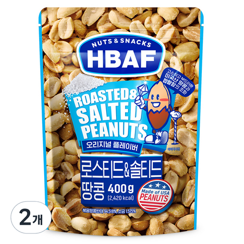 바프 로스티드 앤 솔티드 땅콩, 400g, 2개