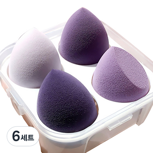 에이홉 슈퍼 소프트 에어쿠션퍼프 4구 + 보관함 세트, 6세트, 퍼플