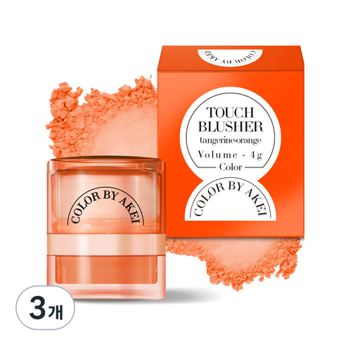 아케이 볼터치 퍼프 컬러 터치 블러셔 4g, 3개, 생귤오렌지