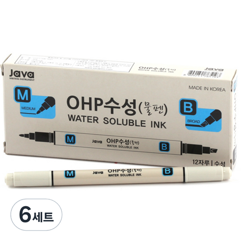 자바펜 OHP수성펜 M앤B, 검정, 72개