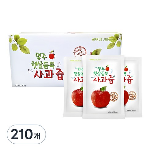 영주햇살듬뿍 사과즙, 100ml, 210개