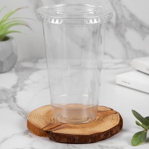 탐사 투명 PET 아이스컵 + 평뚜껑, 400개, 1세트, 410ml
