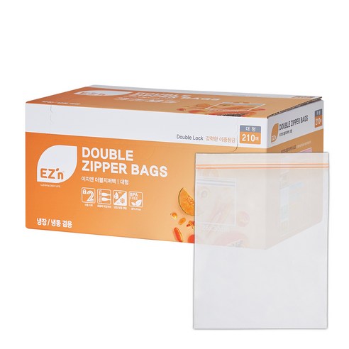 EZn이지엔 더블지퍼백 냉장 냉동 겸용, 대(L), 210개, 1개