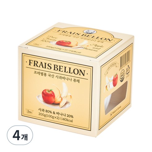 프레벨롱 국산 과일퓨레, 사과바나나, 200g, 4개