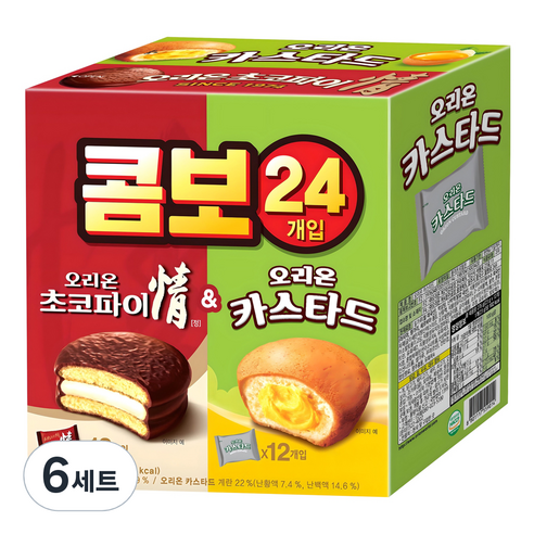 오리온 콤보 초코파이 정 39g x 12p + 카스타드 23g x 12p, 744g, 6개