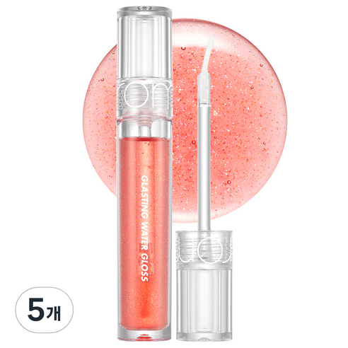 롬앤 글래스팅 워터 립글로스 4.5g, 01 산호 크러쉬, 5개