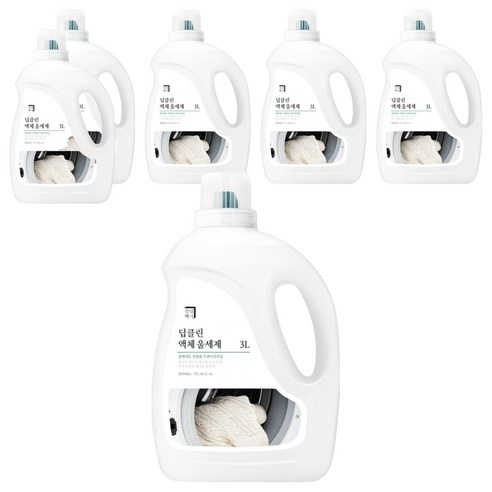 살림백서 딥클린 액체 울 세제 본품, 3L, 6개
