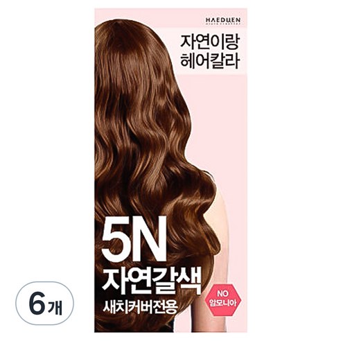 자연이랑 헤어칼라 염색제, 5N자연갈색, 6개