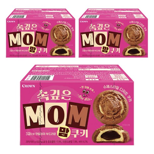 크라운 속깊은 맘쿠키, 108g, 3개