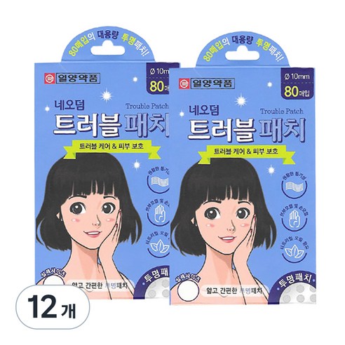 네오덤 트러블패치 원형 투명, 80개입, 12개