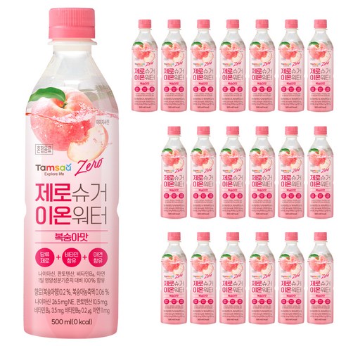 탐사 제로슈거 이온워터 복숭아맛, 500ml, 20개