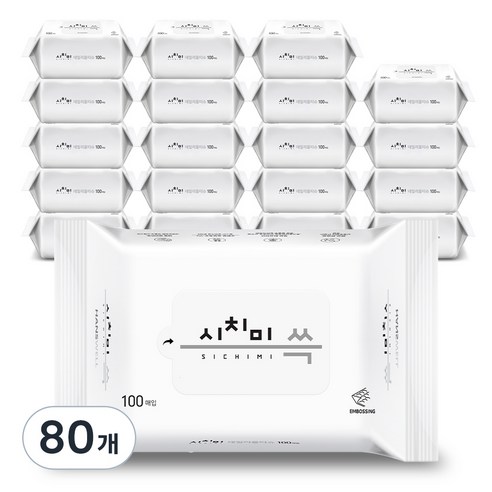 시치미 데일리 물티슈 리필형, 50g, 100매입, 80개