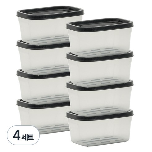 생활엔 휘어지는 말랑핏 냉동실전용밀폐용기 블랙 250ml, 8개입, 4세트