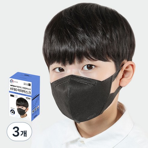 미마마스크 보건용 마스크 소소형 KF80, 30개입, 3개, 검정