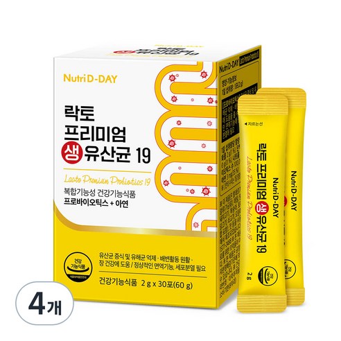 뉴트리디데이 락토 프리미엄 생유산균 19, 60g, 4개