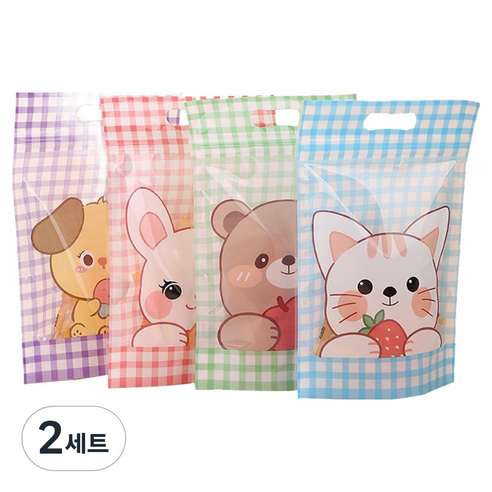 아트조이 구디백 스탠딩 지퍼백 간식봉투 4종 x 12p + 2p 랜덤발송 세트, 냠냠 프렌즈, 2세트