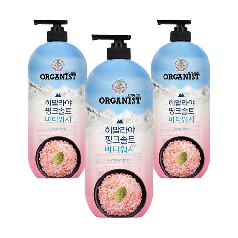 오가니스트 히말라야 핑크솔트 바디워시 민트향, 865ml, 3개