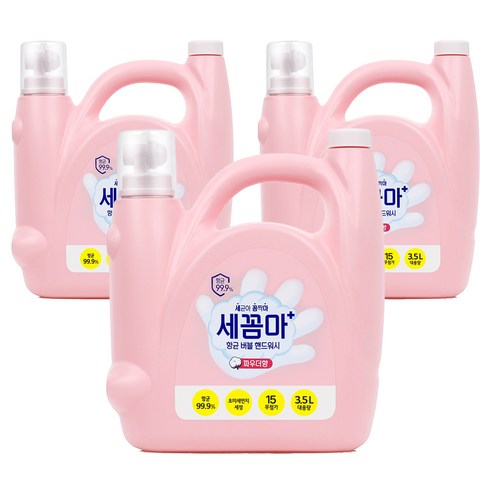 세균아꼼짝마 온더바디 버블 핸드워시 파우더향, 3.5L, 3개