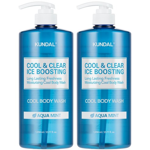 쿤달 쿨 앤 클리어 아이스 부스팅 쿨 바디워시 아쿠아민트향, 1058ml, 2개