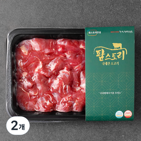 팜스토리 국내산 소고기 국거리 세절 (냉장), 300g, 2개