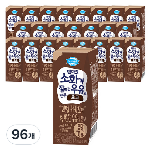 덴마크 소화가 잘되는 우유로 만든 초코, 190ml, 96개